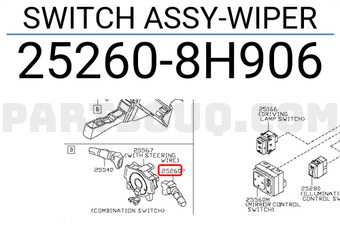 Nissan 252608H906 SWITCH ASSY-WIPER