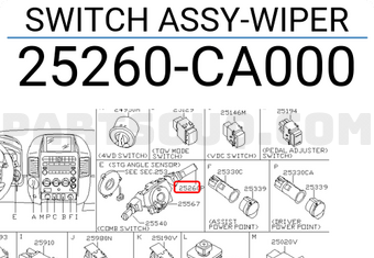 Nissan 25260CA000 SWITCH ASSY-WIPER