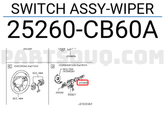Nissan 25260CB60A SWITCH ASSY-WIPER