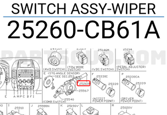 Nissan 25260CB61A SWITCH ASSY-WIPER