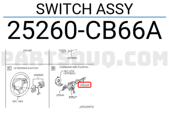 Nissan 25260CB66A SWITCH ASSY