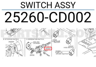 Nissan 25260CD002 SWITCH ASSY