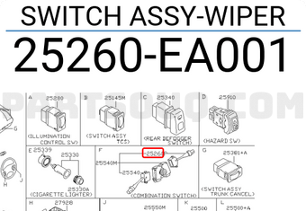 Nissan 25260EA001 SWITCH ASSY-WIPER