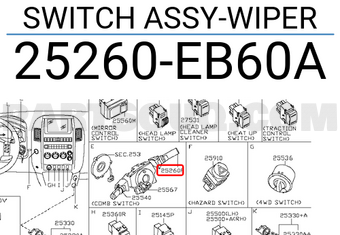 Nissan 25260EB60A SWITCH ASSY-WIPER