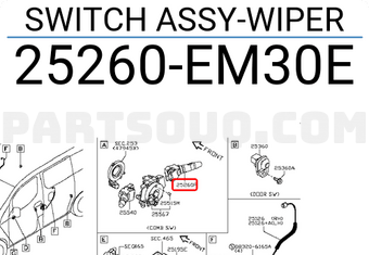 Nissan 25260EM30E SWITCH ASSY-WIPER
