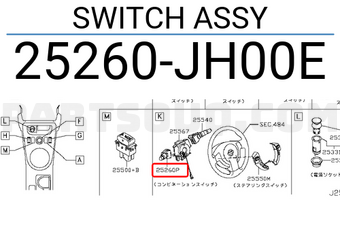 Nissan 25260JH00E SWITCH ASSY