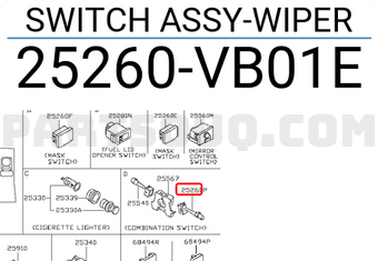Nissan 25260VB01E SWITCH ASSY-WIPER