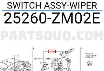 Nissan 25260ZM02E SWITCH ASSY-WIPER