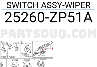 Nissan 25260ZP51A SWITCH ASSY-WIPER