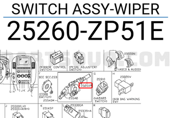 Nissan 25260ZP51E SWITCH ASSY-WIPER