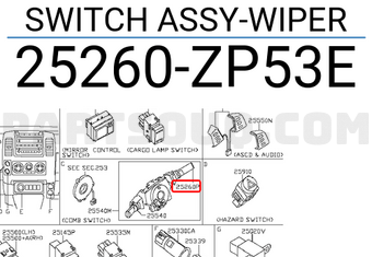 Nissan 25260ZP53E SWITCH ASSY-WIPER