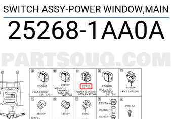 Nissan 252681AA0A SWITCH ASSY-POWER WINDOW,MAIN