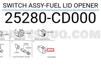 Nissan 25280CD000 SWITCH ASSY-FUEL LID OPENER