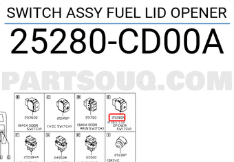 Nissan 25280CD00A SWITCH ASSY FUEL LID OPENER