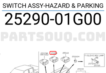 Nissan 2529001G00 SWITCH ASSY-HAZARD & PARKING