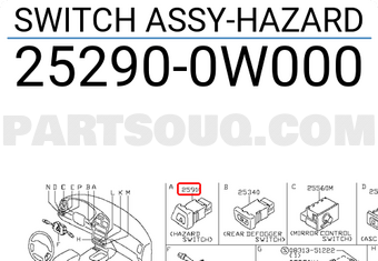 Nissan 252900W000 SWITCH ASSY-HAZARD