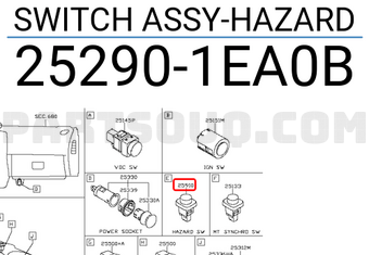 Nissan 252901EA0B SWITCH ASSY-HAZARD