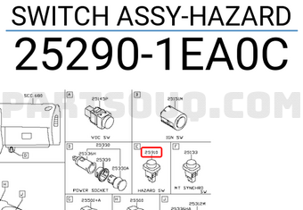 Nissan 252901EA0C SWITCH ASSY-HAZARD