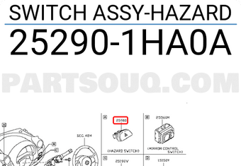Nissan 252901HA0A SWITCH ASSY-HAZARD