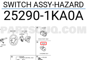 Nissan 252901KA0A SWITCH ASSY-HAZARD