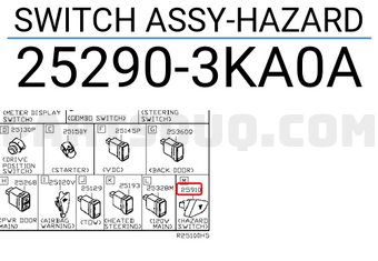Nissan 252903KA0A SWITCH ASSY-HAZARD