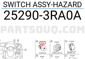 Nissan 252903RA0A SWITCH ASSY-HAZARD