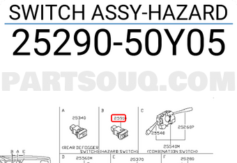 Nissan 2529050Y05 SWITCH ASSY-HAZARD