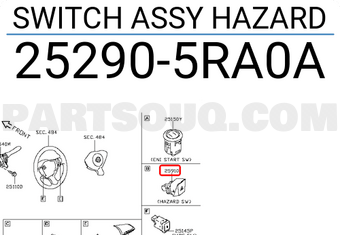 Nissan 252905RA0A SWITCH ASSY HAZARD