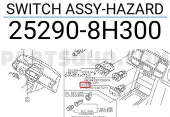 Nissan 252908H300 SWITCH ASSY-HAZARD
