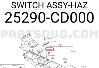 Nissan 25290CD000 SWITCH ASSY-HAZ