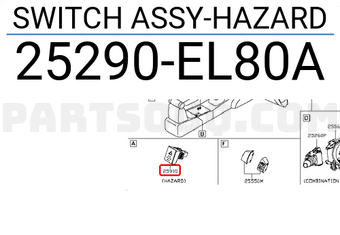 Nissan 25290EL80A SWITCH ASSY-HAZARD