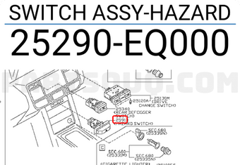 Nissan 25290EQ000 SWITCH ASSY-HAZARD