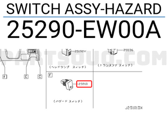 Nissan 25290EW00A SWITCH ASSY-HAZARD