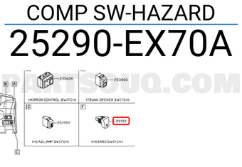 Nissan 25290EX70A COMP SW-HAZARD
