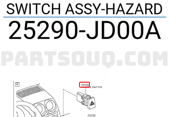 Nissan 25290JD00A SWITCH ASSY-HAZARD