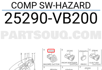 Nissan 25290VB200 COMP SW-HAZARD