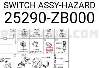 Nissan 25290ZB000 SWITCH ASSY-HAZARD
