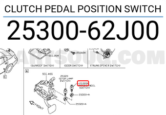 Nissan 2530062J00 CLUTCH PEDAL POSITION SWITCH