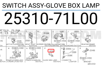 Nissan 2531071L00 SWITCH ASSY-GLOVE BOX LAMP
