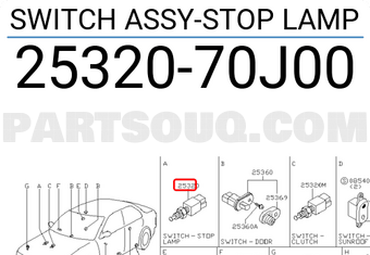 Nissan 2532070J00 SWITCH ASSY-STOP LAMP