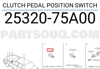 Nissan 2532075A00 CLUTCH PEDAL POSITION SWITCH