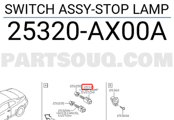 Nissan 25320AX00A SWITCH ASSY-STOP LAMP