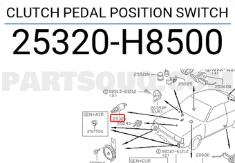 Nissan 25320H8500 CLUTCH PEDAL POSITION SWITCH