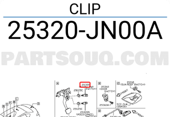 Nissan 25320JN00A CLIP