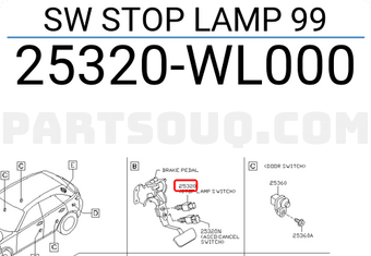 Nissan 25320WL000 SW STOP LAMP 99