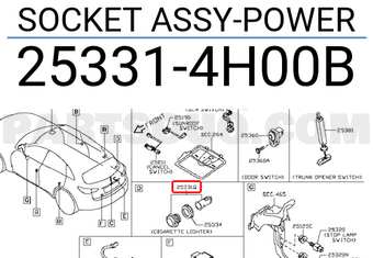 Nissan 253314H00B SOCKET ASSY-POWER