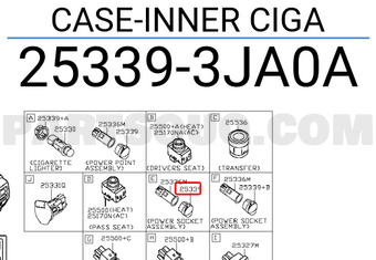 Nissan 253393JA0A CASE-INNER CIGA