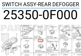 Nissan 253500F000 SWITCH ASSY-REAR DEFOGGER