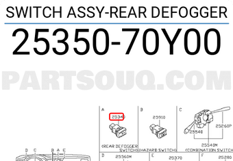 Nissan 2535070Y00 SWITCH ASSY-REAR DEFOGGER