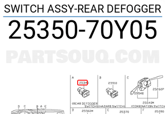 Nissan 2535070Y05 SWITCH ASSY-REAR DEFOGGER